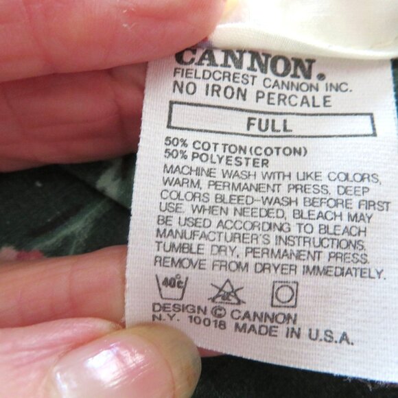 Vintage Cannon Full Sheet Set 1 Flat 2 Pillowcases Floral Ruffle Cottage Romanic - Picture 9 of 9